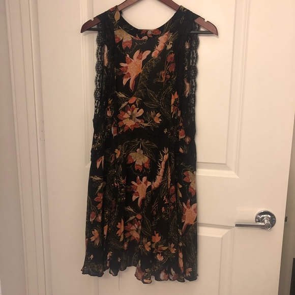 Free People Dresses & Skirts - Free People Orange & Black Floral Dress, M